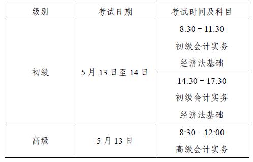 初級(jí)會(huì)計(jì)考試時(shí)間