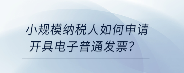 小規(guī)模納稅人如何申請(qǐng)開具電子普通發(fā)票？