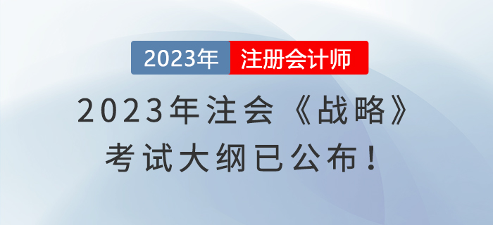 2023年注會《戰(zhàn)略》考試大綱已公布！速覽！