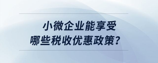 小微企業(yè)能享受哪些稅收優(yōu)惠政策？