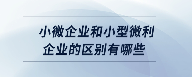 小微企業(yè)和小型微利企業(yè)的區(qū)別有哪些？