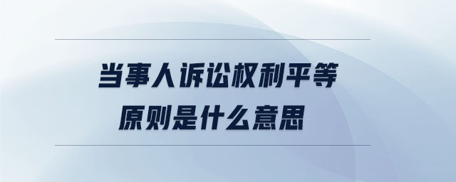 當事人訴訟權利平等原則是什么意思