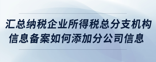 匯總納稅企業(yè)所得稅總分支機(jī)構(gòu)信息備案如何添加分公司信息？