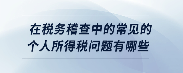 在稅務(wù)稽查中的常見的個人所得稅問題有哪些？