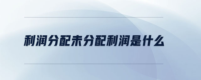 利潤(rùn)分配未分配利潤(rùn)是什么