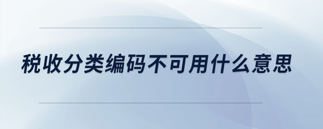 稅收分類編碼不可用什么意思？