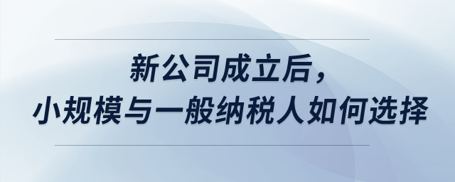 新公司成立后，小規(guī)模與一般納稅人如何選擇？