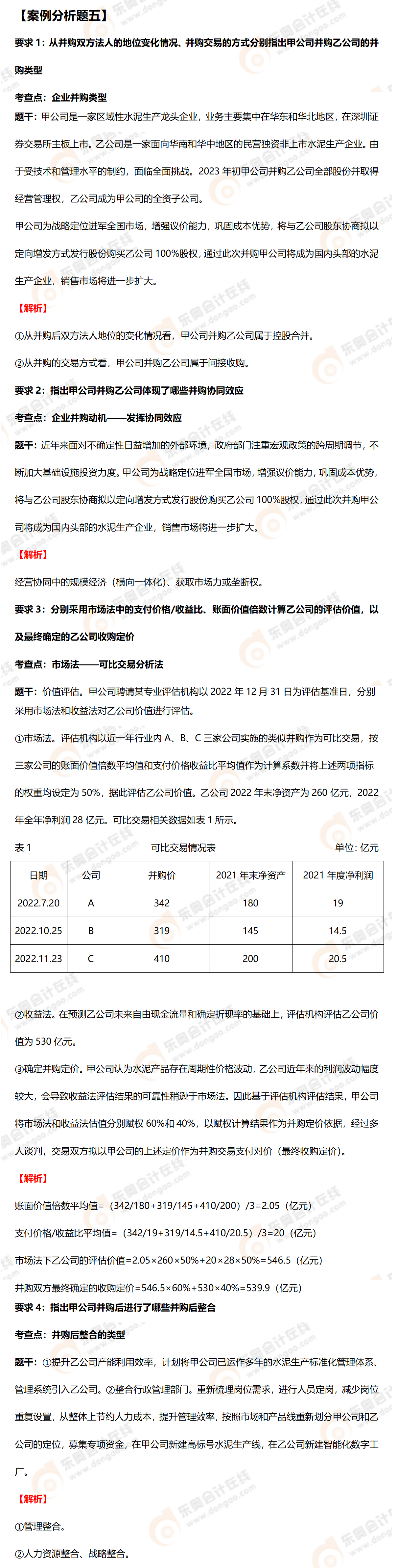 高級(jí)會(huì)計(jì)師案例分析五