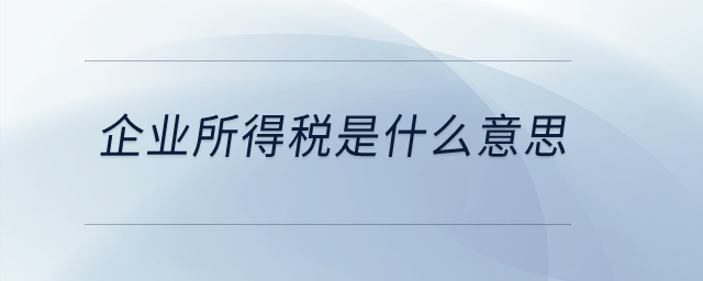 企業(yè)所得稅是什么意思？