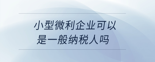 小型微利企業(yè)可以是一般納稅人嗎？