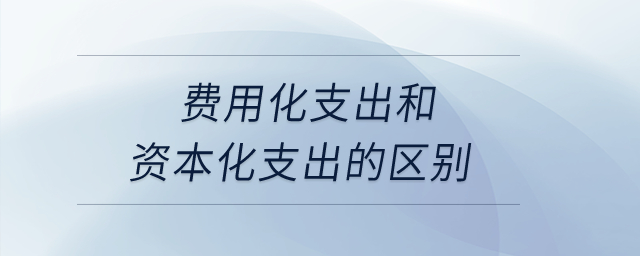 費用化支出和資本化支出的區(qū)別？