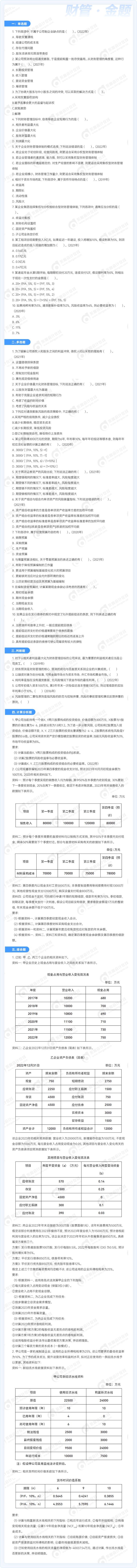 中級財務(wù)管理金題