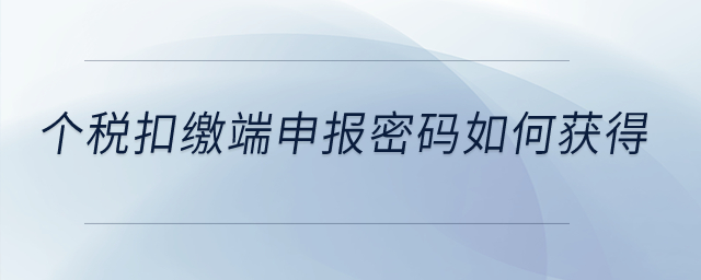 個稅扣繳端申報密碼如何獲得？