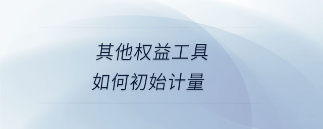 其他權(quán)益工具如何初始計量