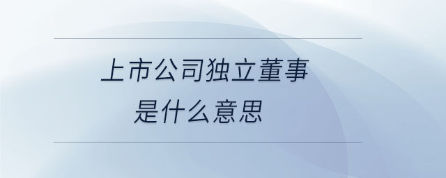 上市公司獨立董事是什么意思