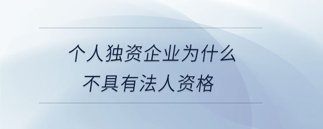 個(gè)人獨(dú)資企業(yè)為什么不具有法人資格