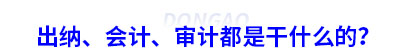 初級會計：出納、會計、審計都是干什么的？