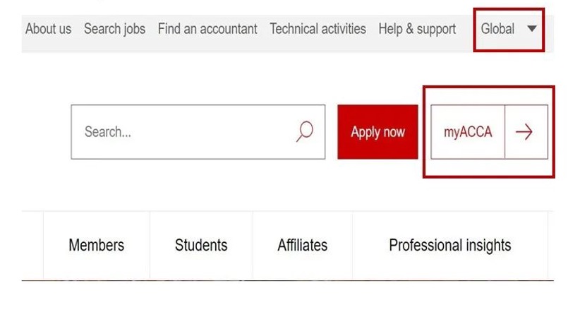 第一步：登錄ACCA官網(wǎng)www.accaglobal.com，點(diǎn)擊myACCA