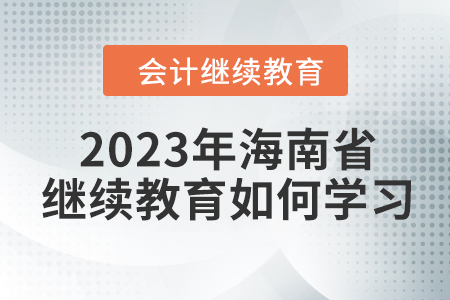 2023年海南省會計人員繼續(xù)教育如何學(xué)習？