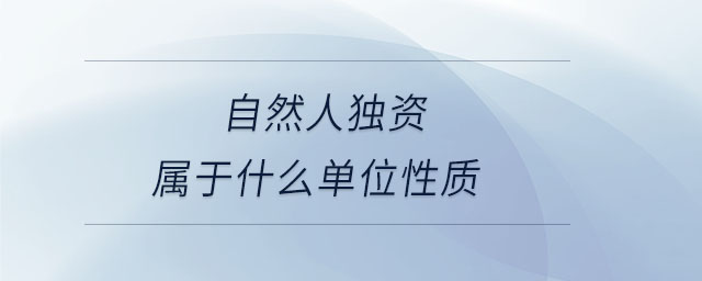 自然人獨(dú)資屬于什么單位性質(zhì)