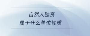 自然人獨(dú)資屬于什么單位性質(zhì)