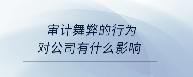 審計舞弊的行為對公司有什么影響？