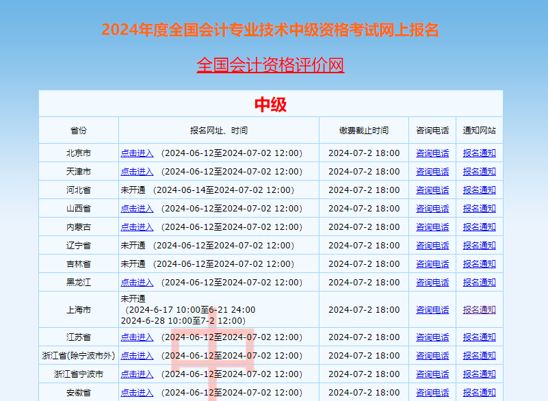 中級會計(jì)選擇省市開始報名