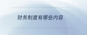 財(cái)務(wù)制度有哪些內(nèi)容