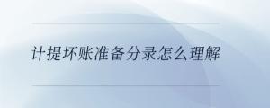計提壞賬準備分錄怎么理解