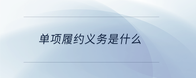 單項(xiàng)履約義務(wù)是什么