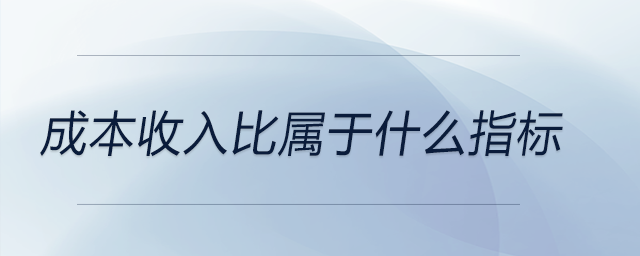成本收入比屬于什么指標
