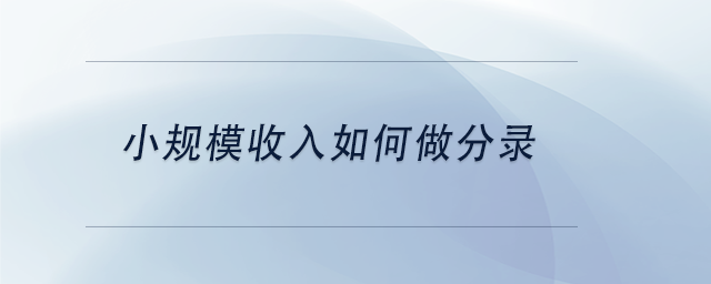 中級會計小規(guī)模收入如何做分錄