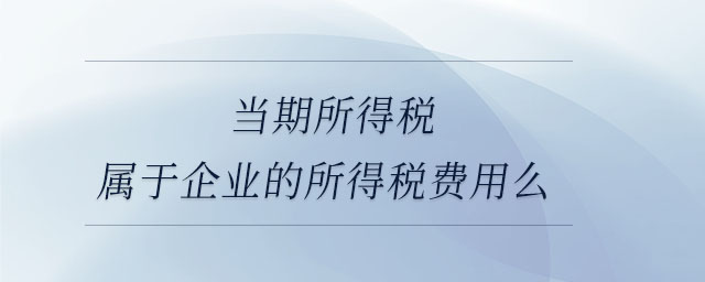 當(dāng)期所得稅屬于企業(yè)的所得稅費用么