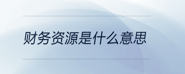 財(cái)務(wù)資源是什么意思