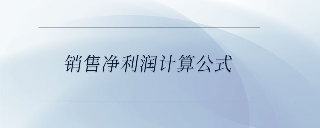 銷售凈利潤(rùn)計(jì)算公式