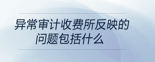 異常審計(jì)收費(fèi)所反映的問題包括什么