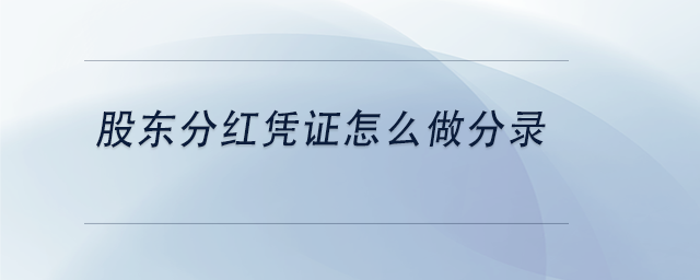 中級(jí)會(huì)計(jì)股東分紅憑證怎么做分錄