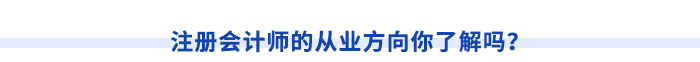 注冊(cè)會(huì)計(jì)師的從業(yè)方向你了解嗎？