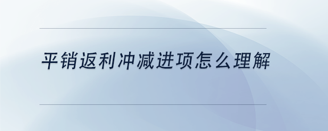 中級會計(jì)平銷返利沖減進(jìn)項(xiàng)怎么理解