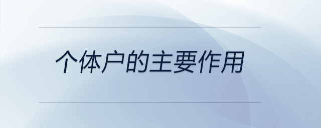 個(gè)體戶的主要作用