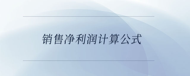 銷售凈利潤(rùn)計(jì)算公式