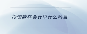投資款在會(huì)計(jì)里什么科目