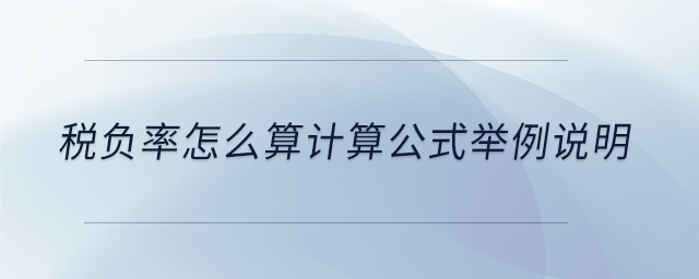 稅負(fù)率怎么算計算公式舉例說明