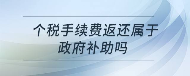個(gè)稅手續(xù)費(fèi)返還屬于政府補(bǔ)助嗎