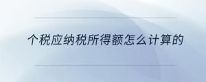 個稅應納稅所得額怎么計算的