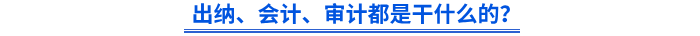 出納、會(huì)計(jì)、審計(jì)都是干什么的？