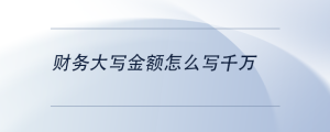 財(cái)務(wù)大寫金額怎么寫千萬(wàn)
