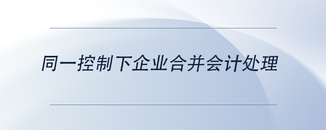 中級會(huì)計(jì)同一控制下企業(yè)合并會(huì)計(jì)處理