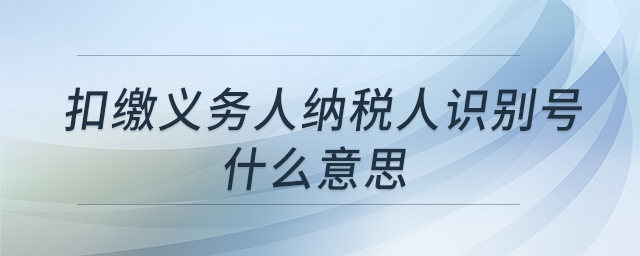 扣繳義務人納稅人識別號什么意思