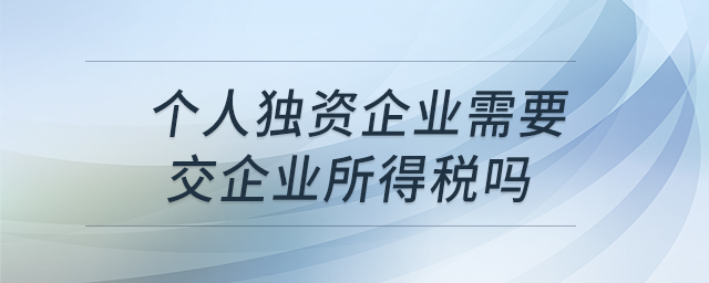 個(gè)人獨(dú)資企業(yè)需要交企業(yè)所得稅嗎